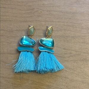 Elegant Blue Tassel Earrings
